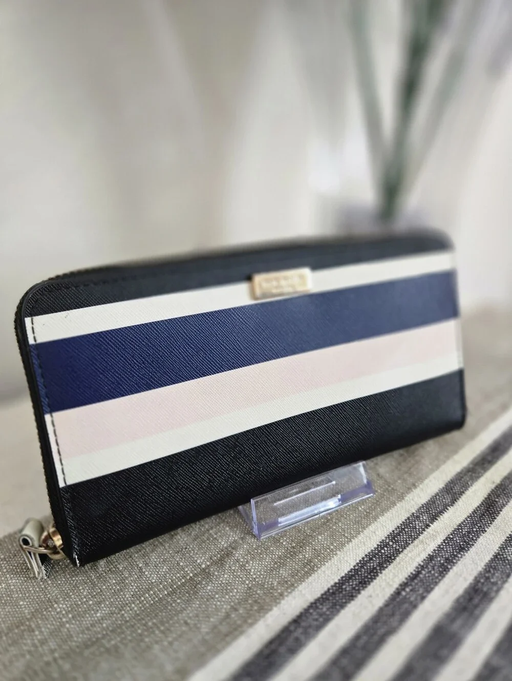 Kate Spade Striped Zip-Around Wallet